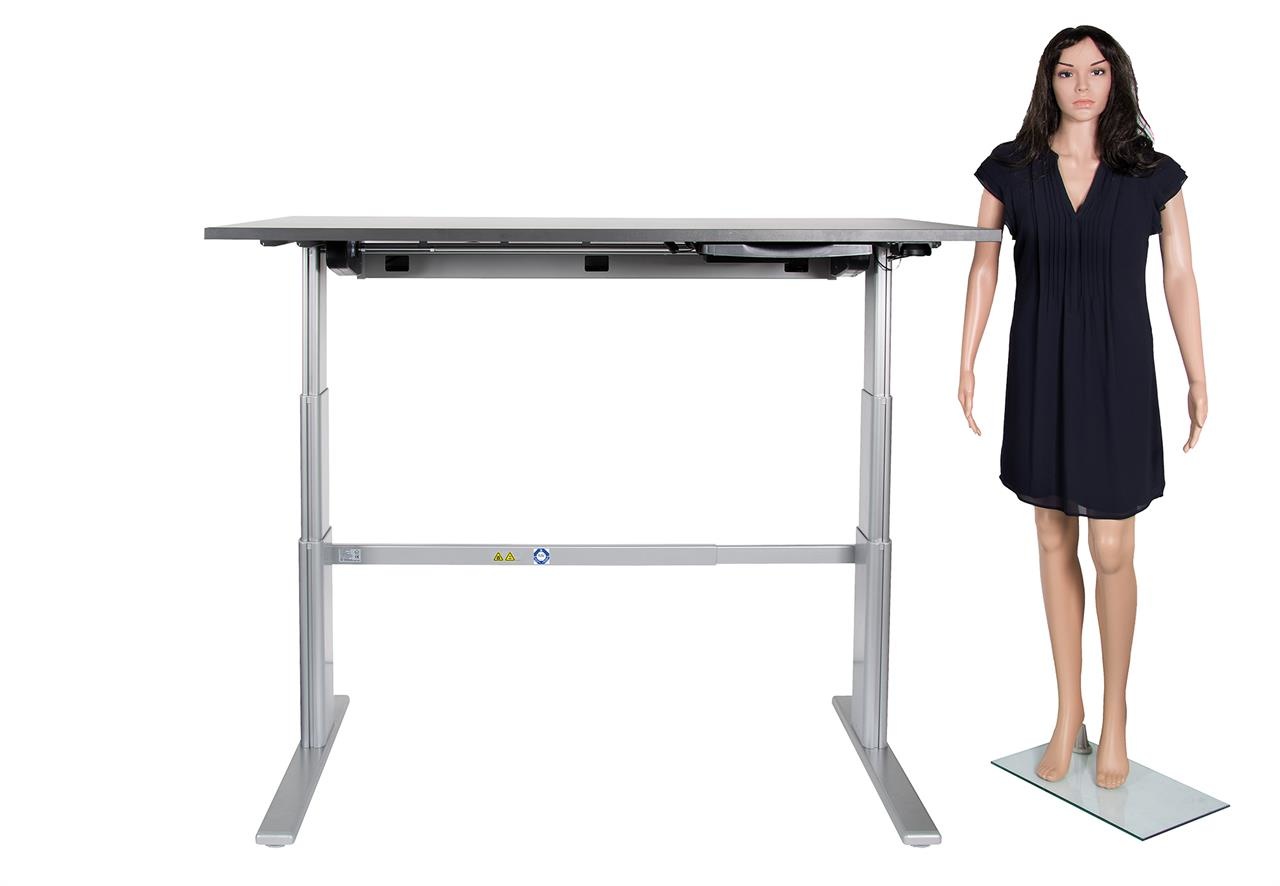 Höhenverstellbarer Schreibtisch / Arbeitstisch mit Alu-Tischgestell