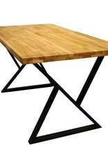 Massivholztisch 180 x 100 cm  aus Eiche ohne Baumkante  mit Aufdopplung am Rand inkl. Tischbeine: Doppel-Dreieck