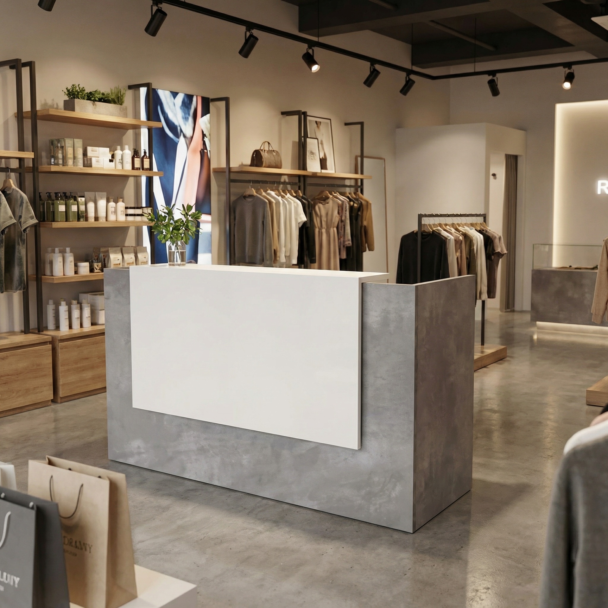 Handgemachte Empfangstheke Emily – 25 mm Möbelbauplatten, schlichtes, modernes Design, individuelle Maße, Sonderwünsche möglich