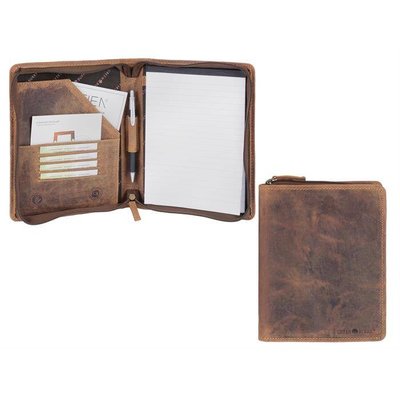 GreenBurry Leren schrijfmap A5 Greenburry Vintage met rits