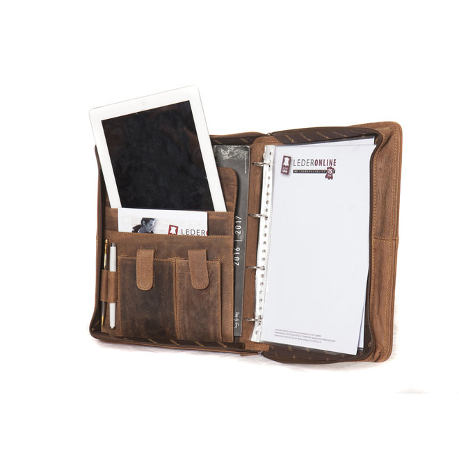 Leren schrijf- documentenmap A4 met ringband