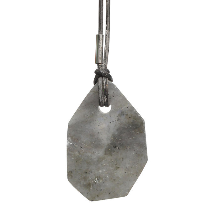 Leren ketting met edelsteen Labradorite