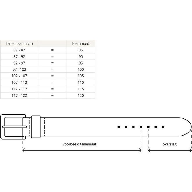 Leren riem geschikt voor pantalon/kostuum (2.8 cm breed)