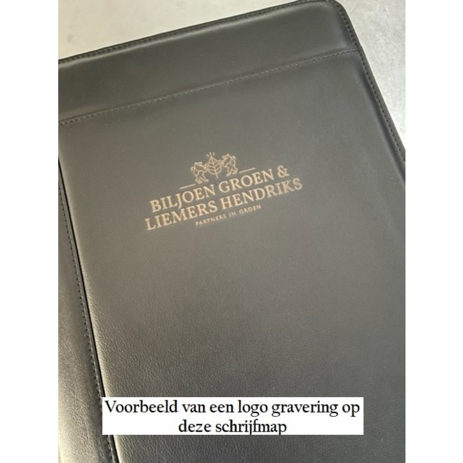 Lederen A4 schrijfmap met ritssluiting en schrijfblok