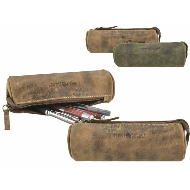 Stoere Vintage leren étui | Rond