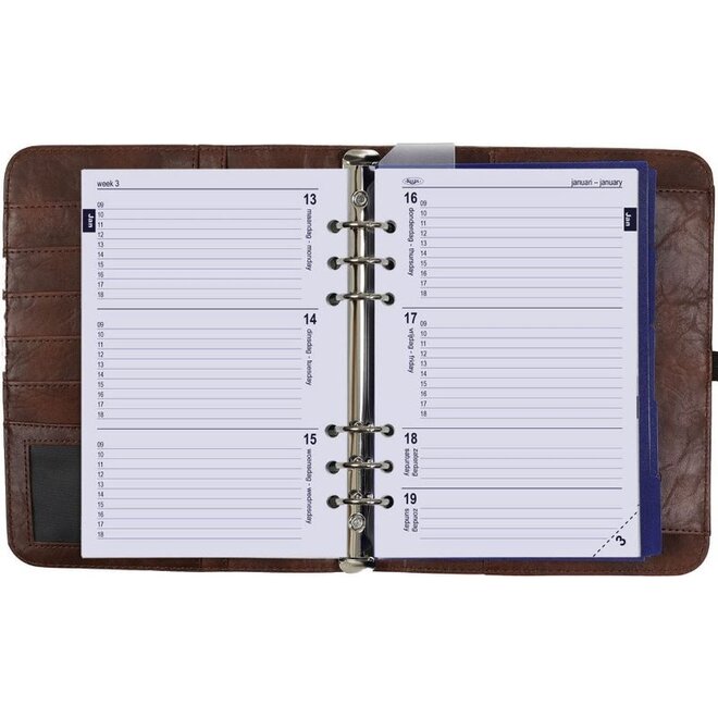 A5 organizer Kastanjebruin | Jaarinhoud 2026 en 2027