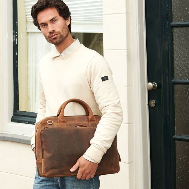 Vintage Leren business/laptoptas Colmar | 2-vaks 16 inch
