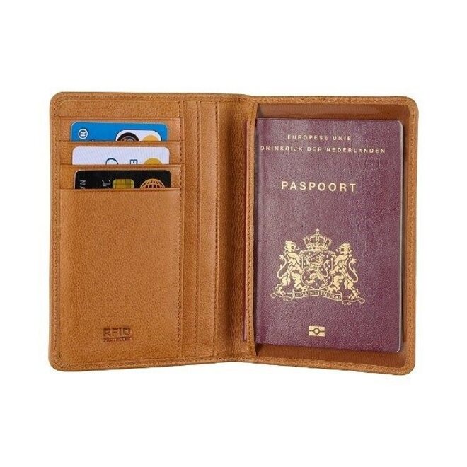 Leren paspoortcover RFID | Cognac