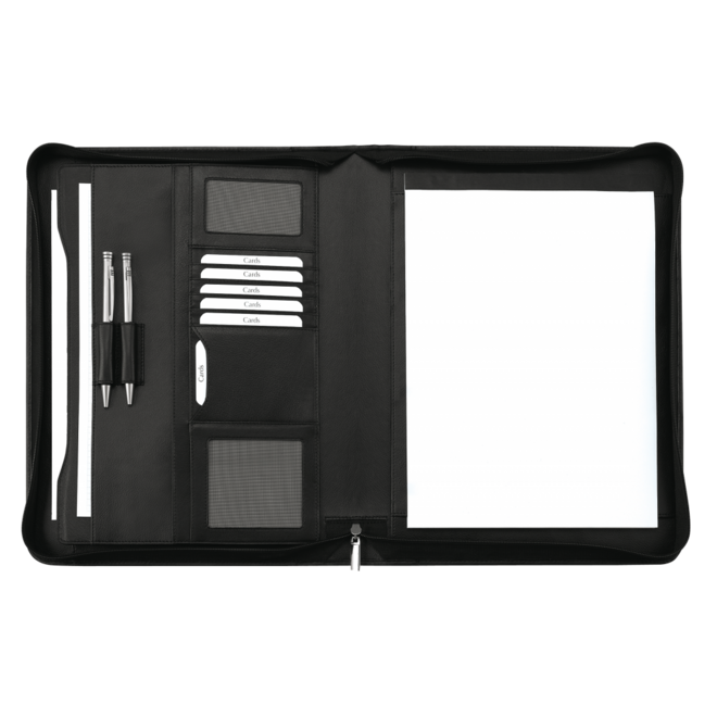 Lederen A4 schrijfmap met ritssluiting