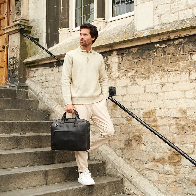 Leren Onyx laptoptas 17.3 inch | Zwart