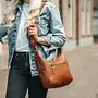 Leren Schoudertas Arlette| Cognac