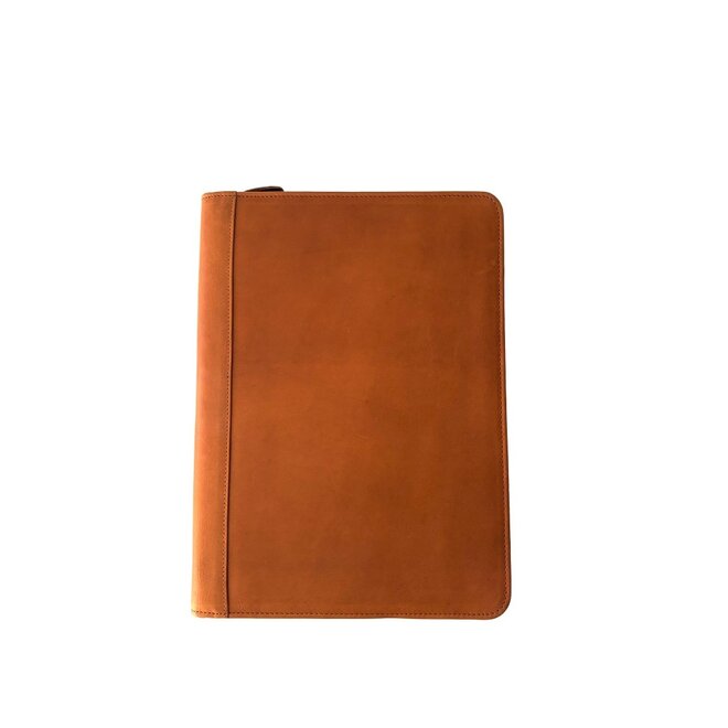 Lederen schrijfmap A4 | ritssluiting en tablet vak