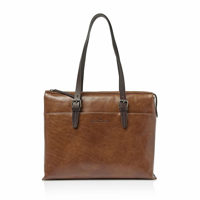 Leren laptop schoudertas 15.6"inch | Cognac