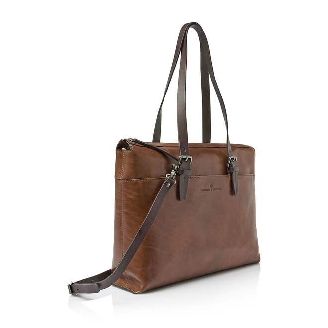 Leren laptop schoudertas 15.6"inch | Cognac