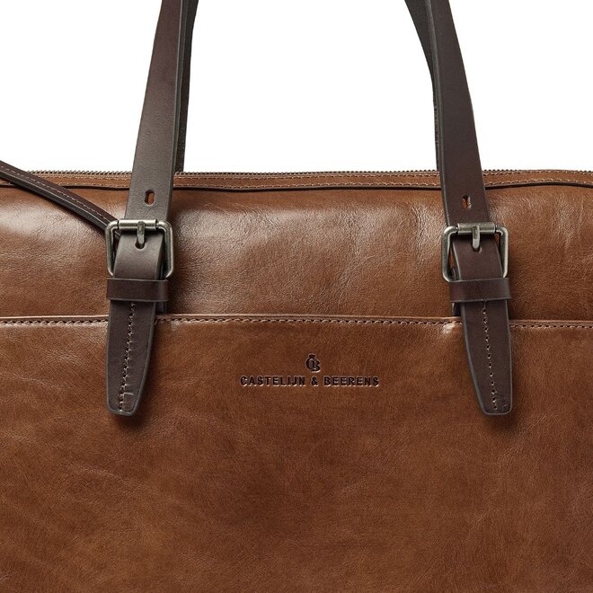 Leren laptop schoudertas 15.6"inch | Cognac