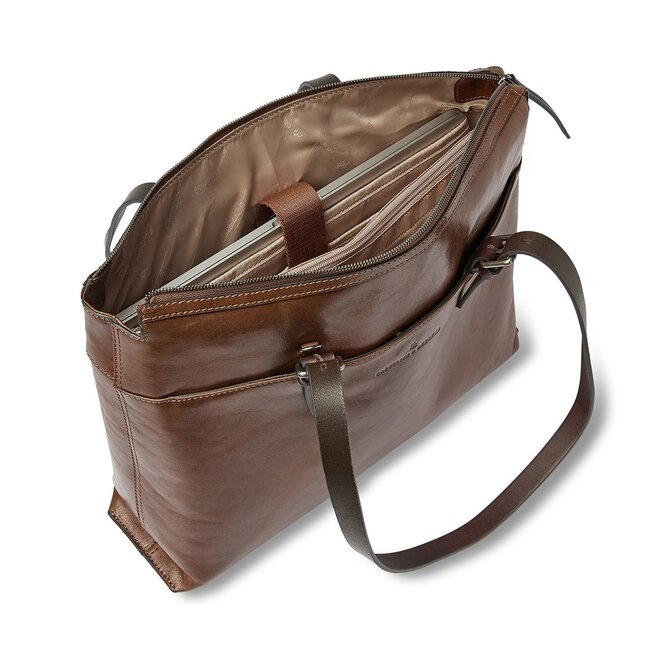 Leren laptop schoudertas 15.6"inch | Cognac