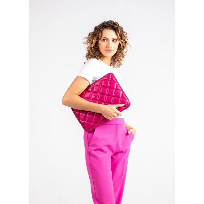 Leren Laptopsleeve Milano Padded 16 inch | Fuchsia