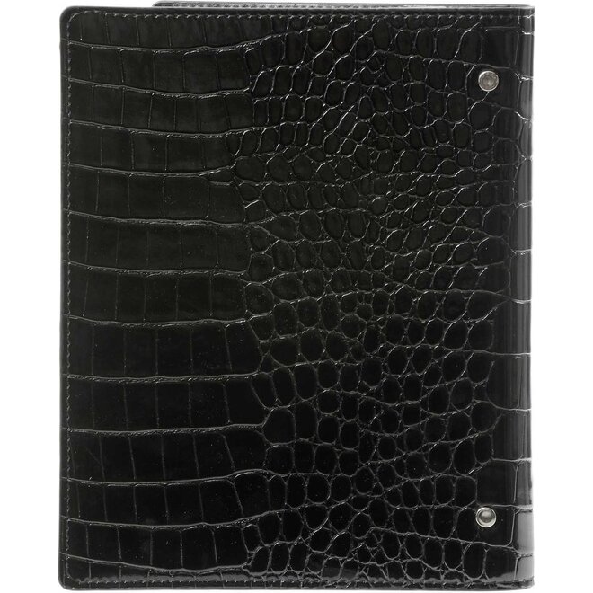 Compacte A5 organizer Croco Zwart | met jaarinhoud 2025 én 2026