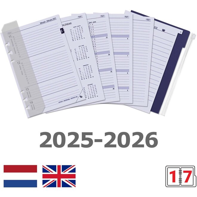 Compacte A5 organizer Croco Zwart | met jaarinhoud 2025 én 2026