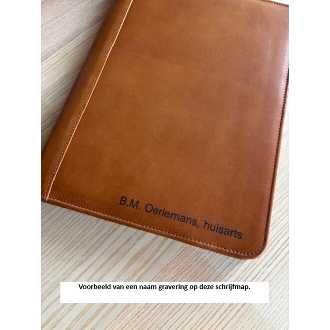 Lederen schrijfmap A4 | ritssluiting en tablet vak