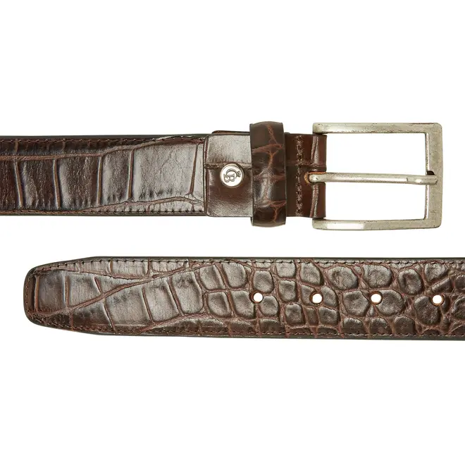 Leren herenriem Croco | Mocca