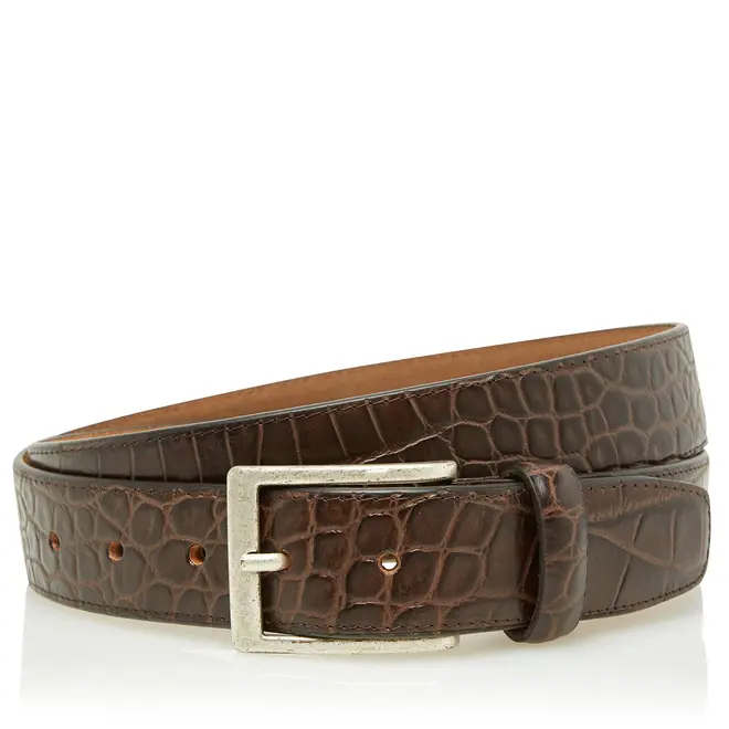 Leren herenriem Croco | Mocca