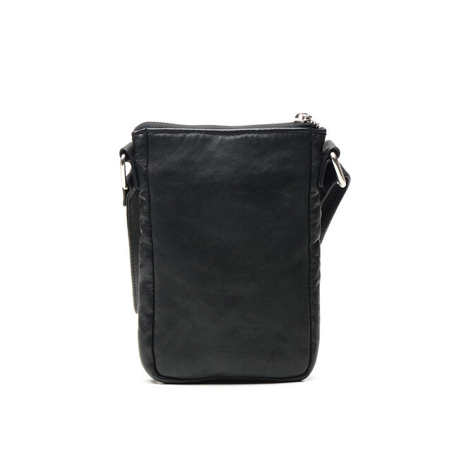Festival Crossbody telefoontasje | Zwart leer