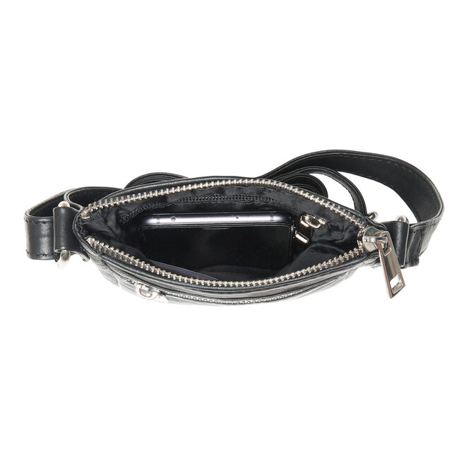 Festival Crossbody telefoontasje | Zwart leer