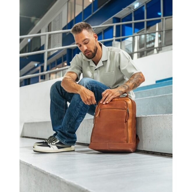 Lederen Laptop rugzak Detroit | Cognac