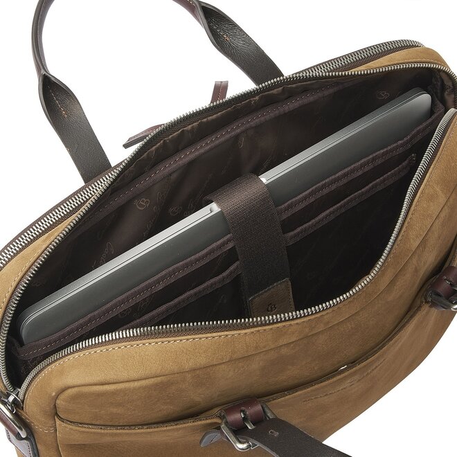 Lederen Laptoptas Veneto 15.6" inch | Taupe