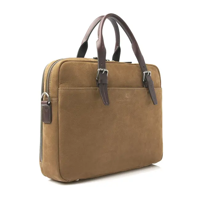 Lederen Laptoptas Veneto 15.6" inch | Taupe