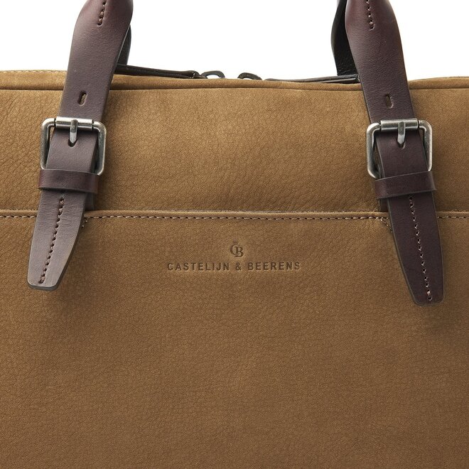 Lederen Laptoptas Veneto 15.6" inch | Taupe