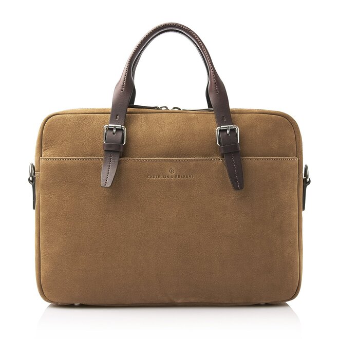 Lederen Laptoptas Veneto 15.6" inch | Taupe