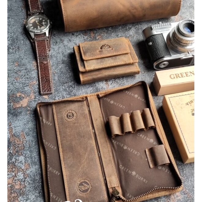 Leren Vintage pen etui