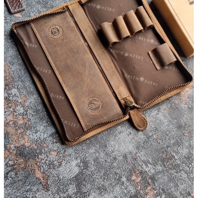 Leren Vintage pen etui