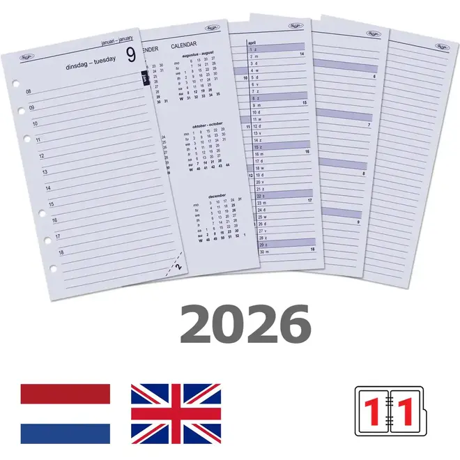 Lederen Personal Agenda Vintage met jaarinhoud 2026