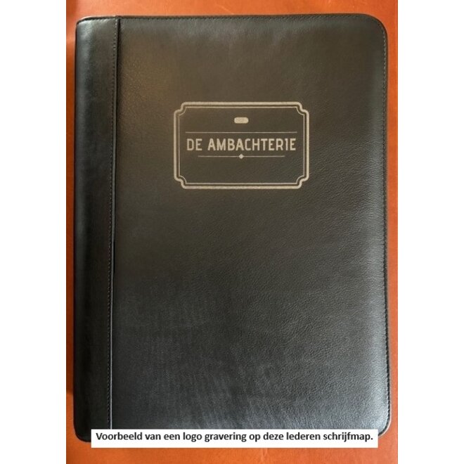 Lederen A4 schrijfmap met ritssluiting