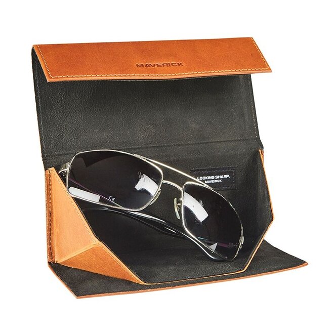 Leren opvouwbare brillendoos | Cognac