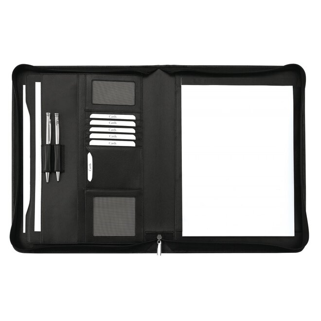 Lederen A4 schrijfmap met ritssluiting