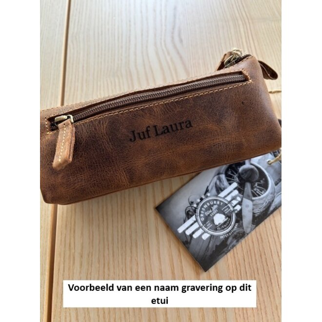 Leren pen étui Vintage