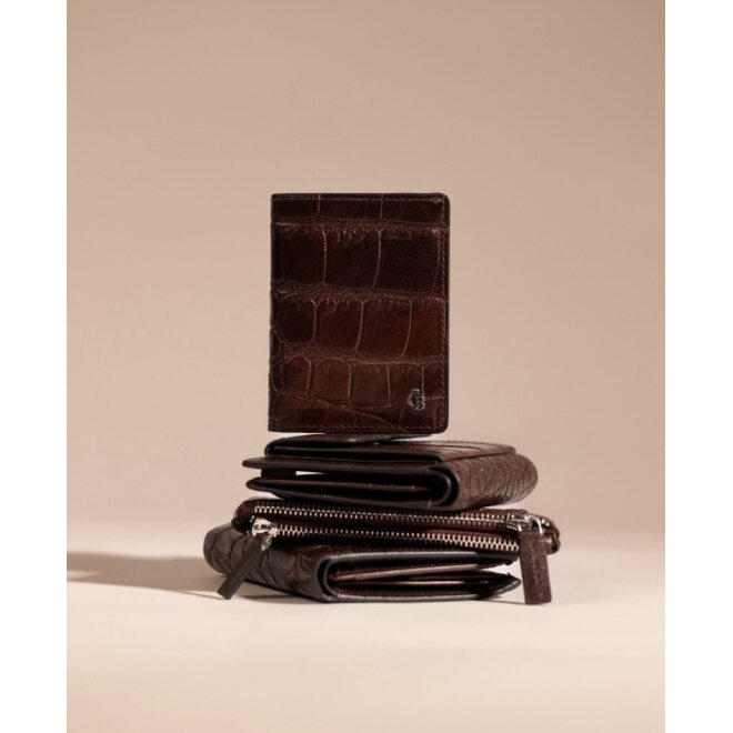 Compacte Leren Portemonnee Croco | in twee kleuren