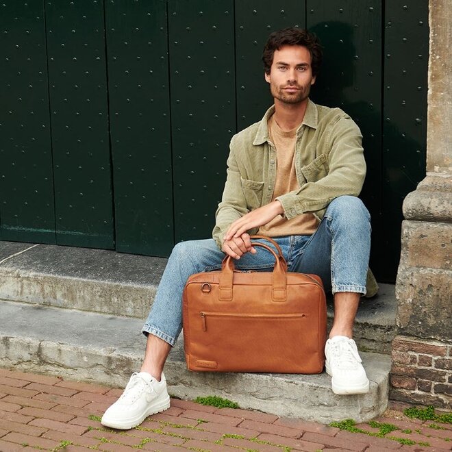 Leren Onyx laptoptas 17.3 inch | Cognac