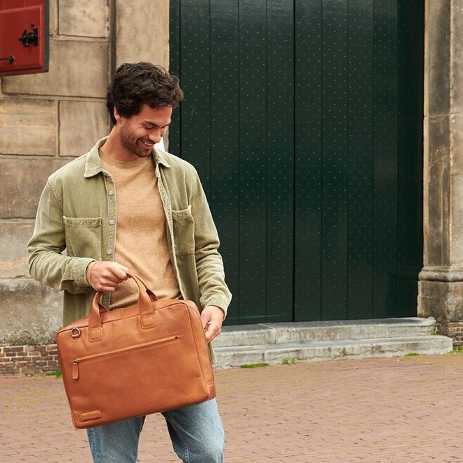 Leren Onyx laptoptas 17.3 inch | Cognac