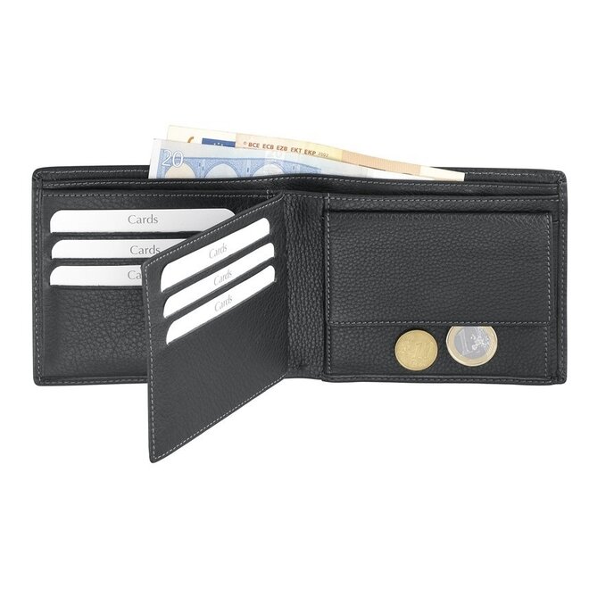 Leren portemonnee met geheimvak voor briefgeld en creditcards