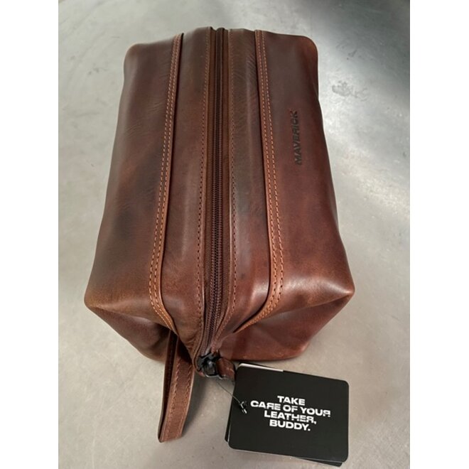 Leren toilettas/make-up bag The Original Oval