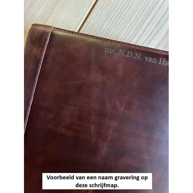 Lederen A4 schrijfmap met uitneembare ringband en rits