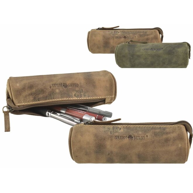 Stoere Vintage leren étui | Rond