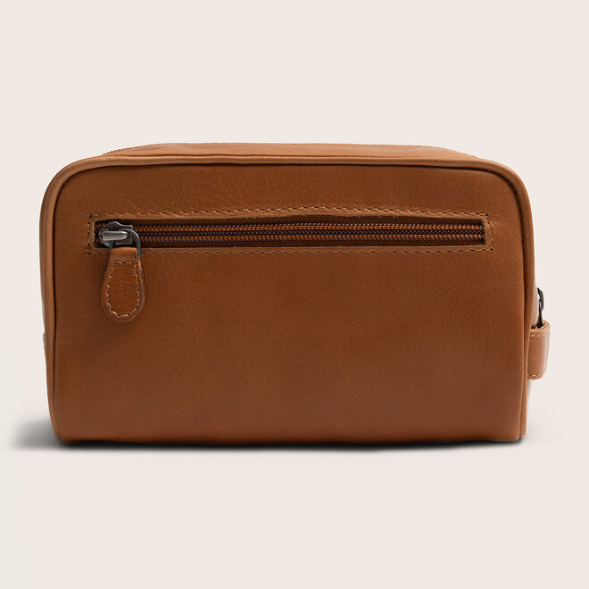 Compacte Leren Toilettas Tavira | Cognac