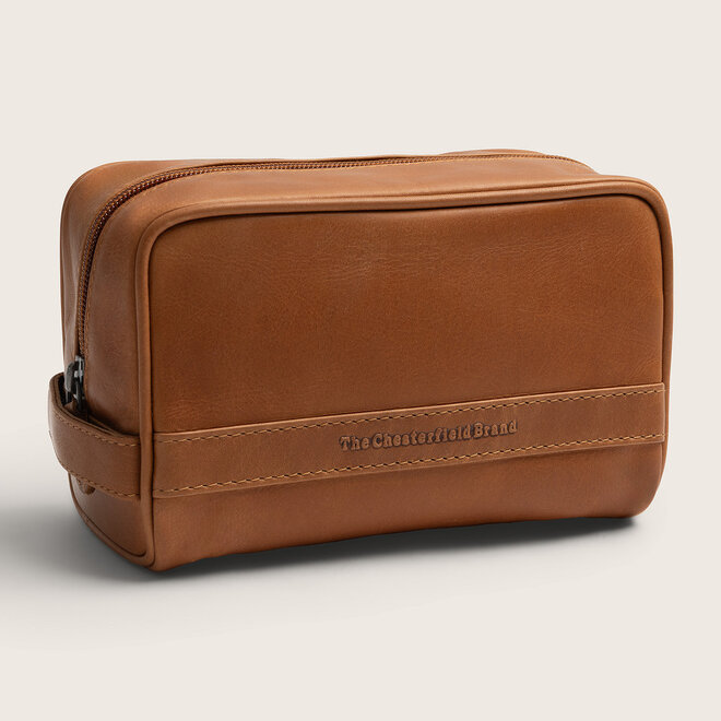 Compacte Leren Toilettas Tavira | Cognac