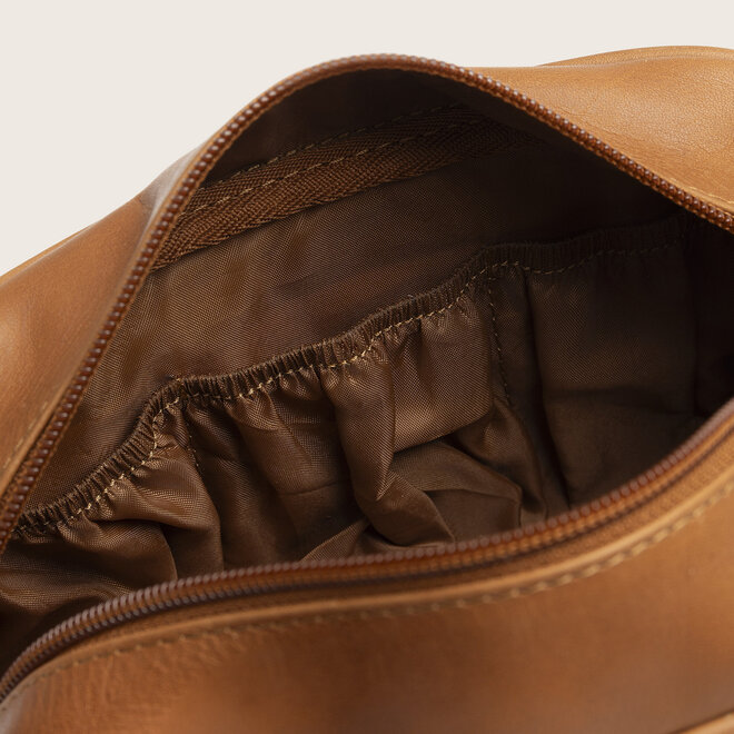 Compacte Leren Toilettas Tavira | Cognac